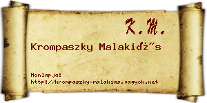 Krompaszky Malakiás névjegykártya